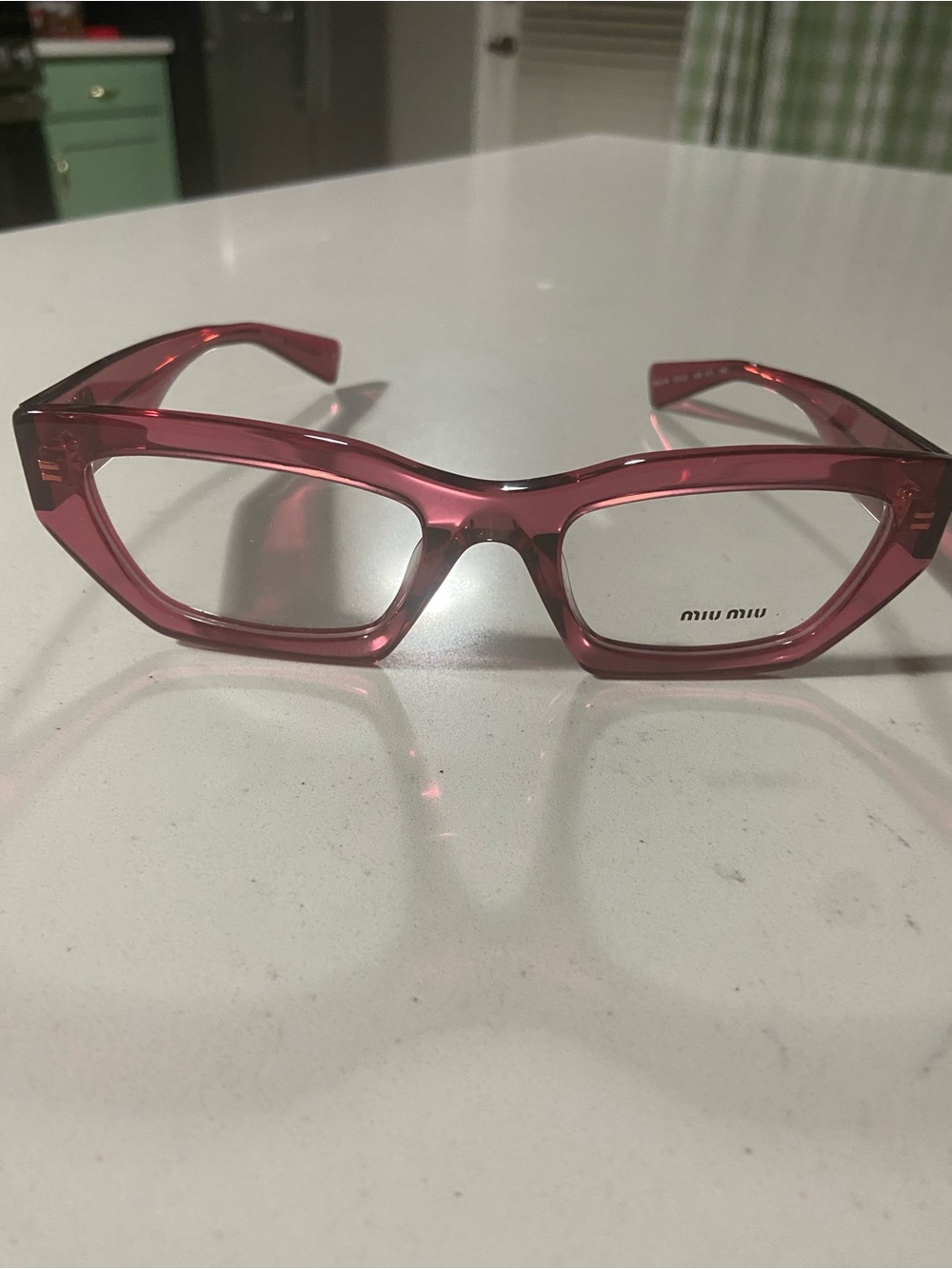 Miu Miu Transparent Pink Cat-Eye Glasses new without tags